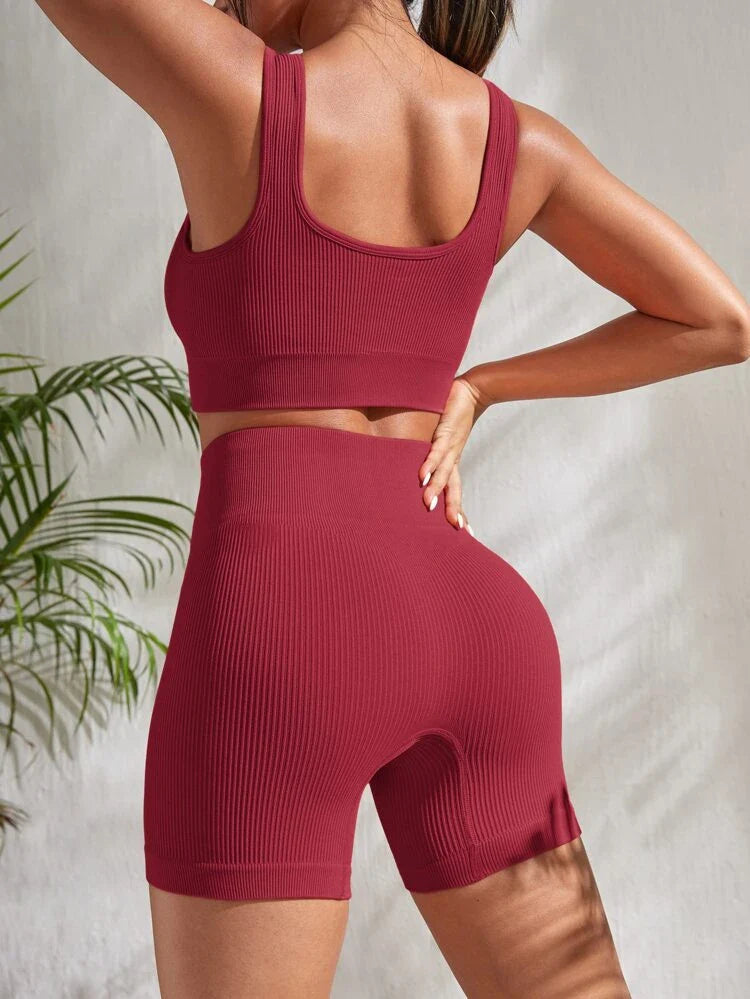 Sienna - Women's 2-Piece Fitness Set, Breathable Sports Top & Shorts 3