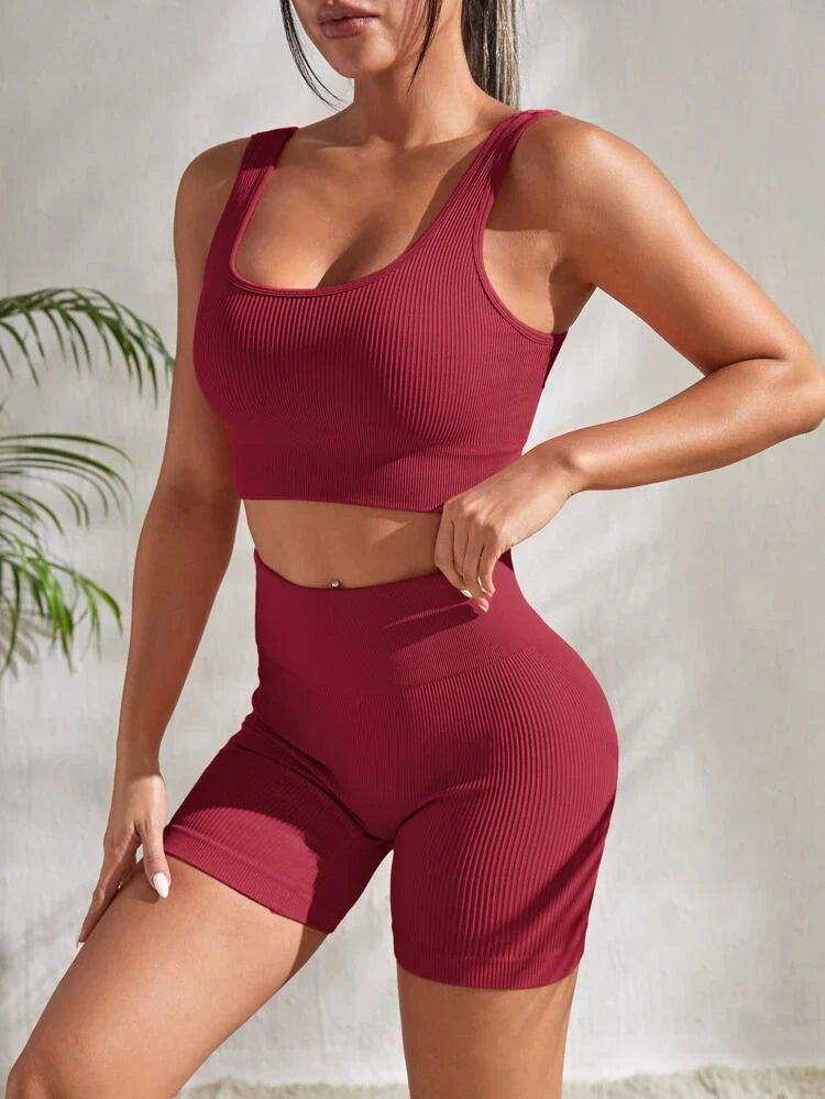 Sienna - Women's 2-Piece Fitness Set, Breathable Sports Top & Shorts 7