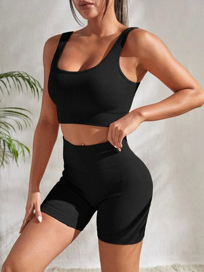 Sienna - Women's 2-Piece Fitness Set, Breathable Sports Top & Shorts 8