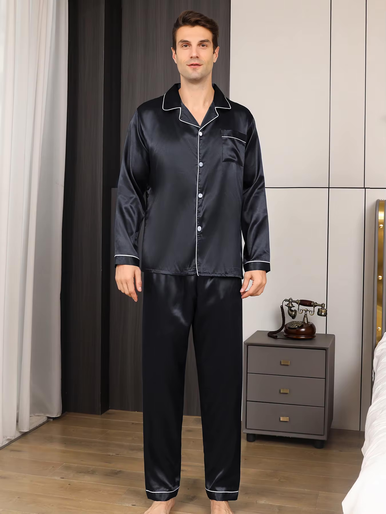 Silkon Men’s Pyjamas-Silk Satin Pajamas for men with a stylish fit & comfort 1