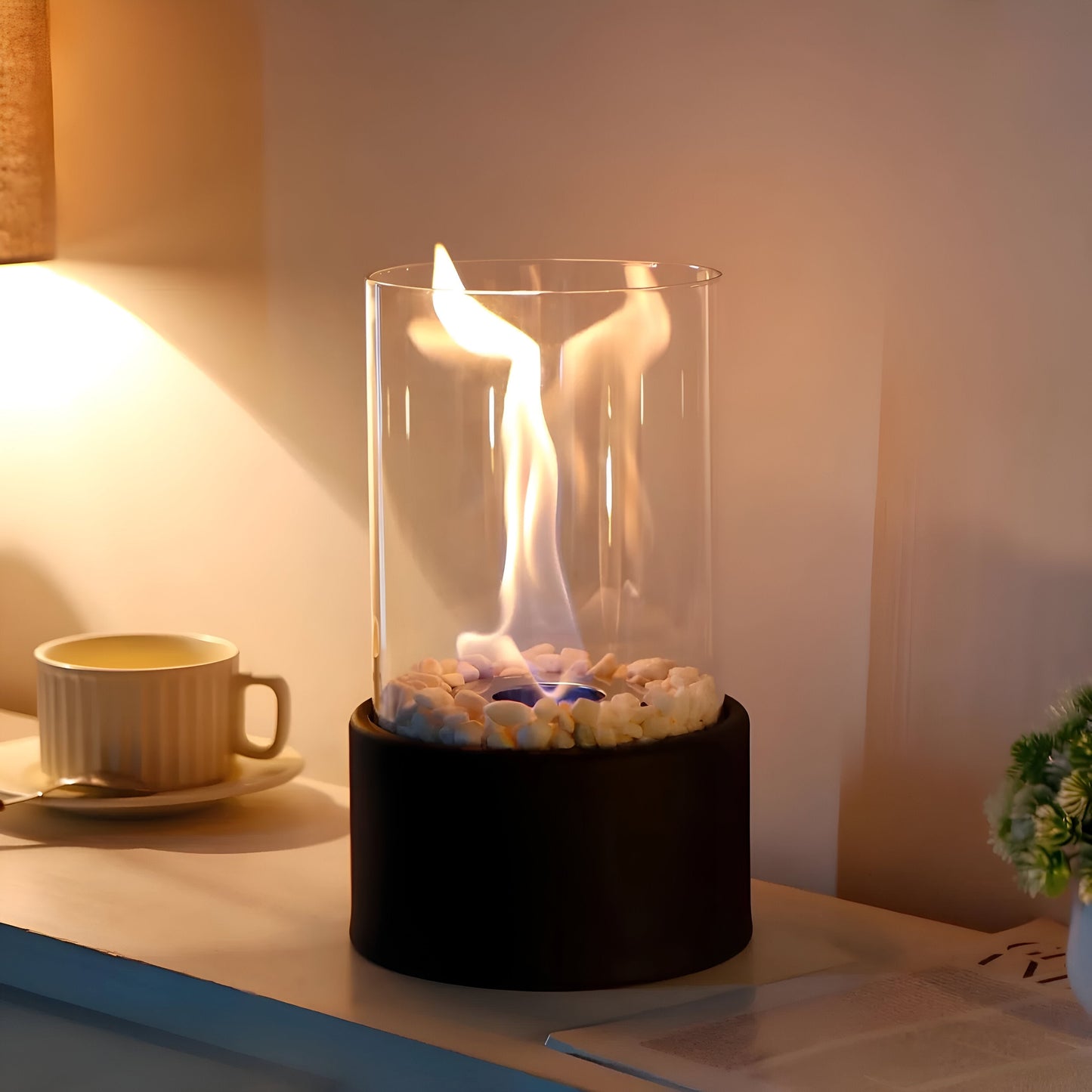 SleekFlame - Cheminée de table élégante avec combustion au bioéthanol sans fumée
