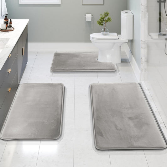 SoftStep Luxe - Juego de 3 piezas de alfombrilla de baño con espuma viscoelástica