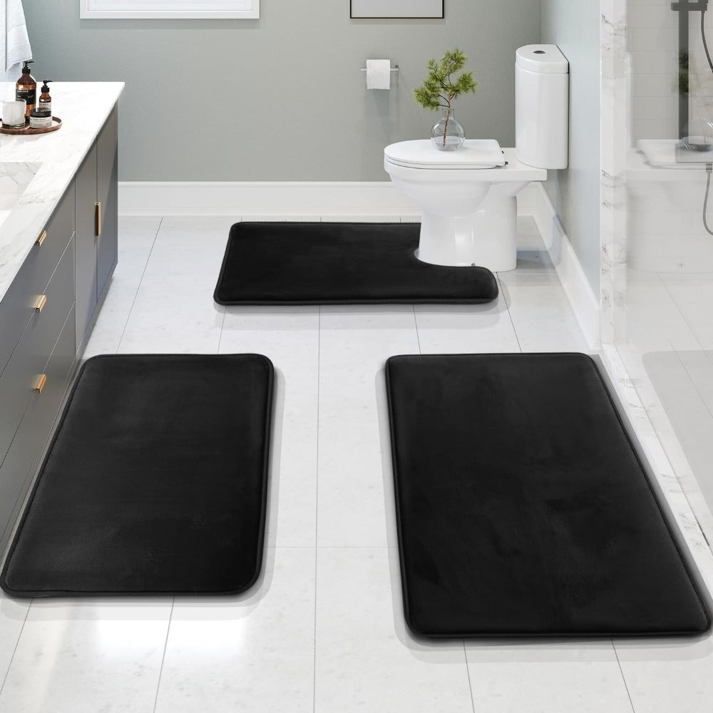 SoftStep Luxe - Juego de 3 piezas de alfombrilla de baño con espuma viscoelástica