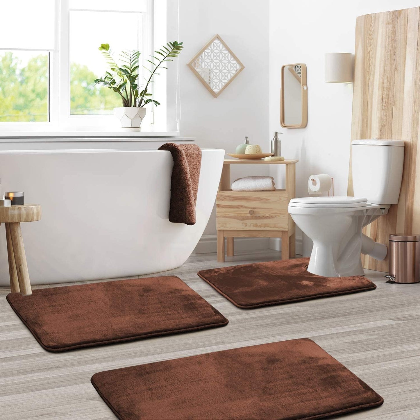 SoftStep Luxe - Juego de 3 piezas de alfombrilla de baño con espuma viscoelástica