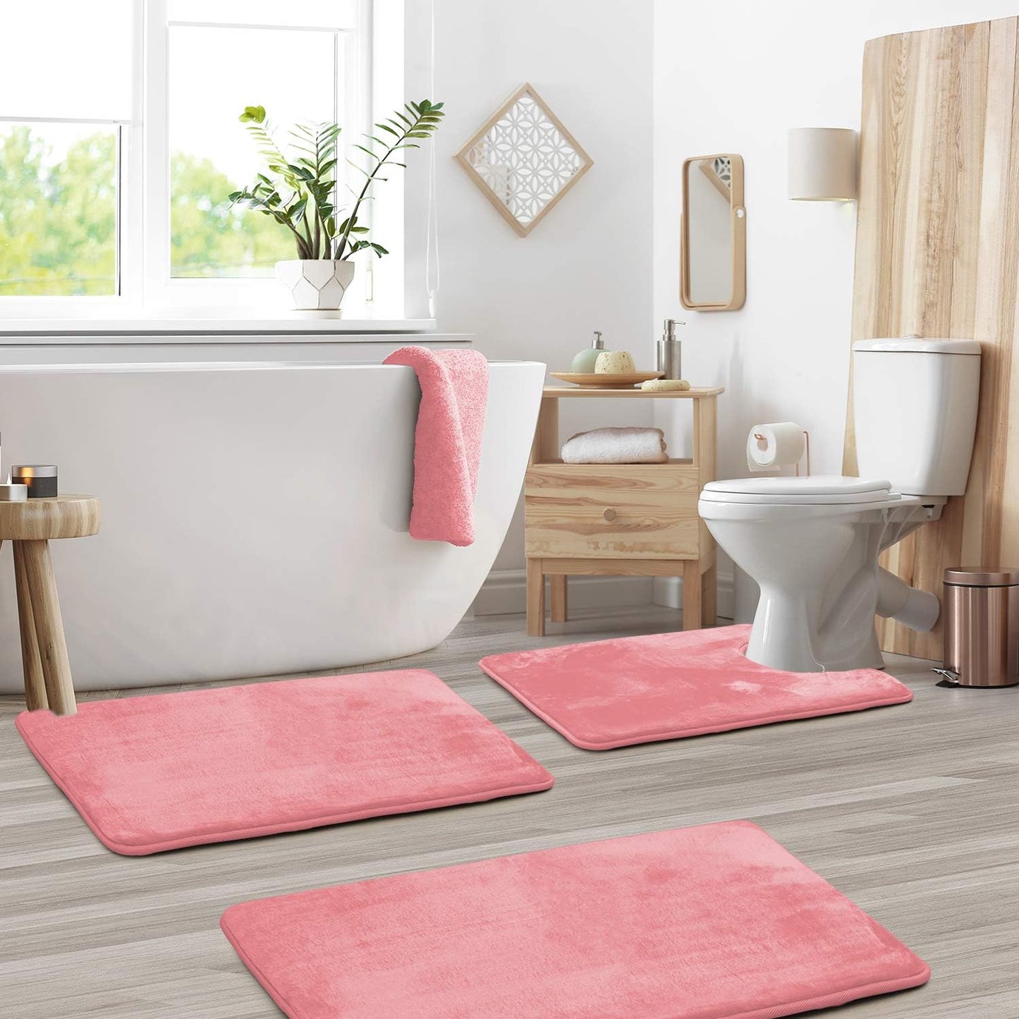 SoftStep Luxe - Juego de 3 piezas de alfombrilla de baño con espuma viscoelástica