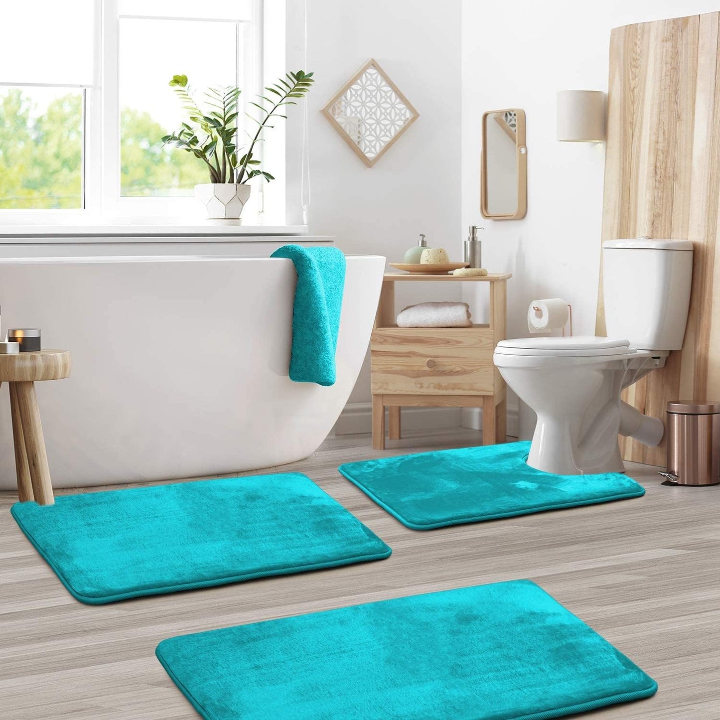 SoftStep Luxe - Juego de 3 piezas de alfombrilla de baño con espuma viscoelástica