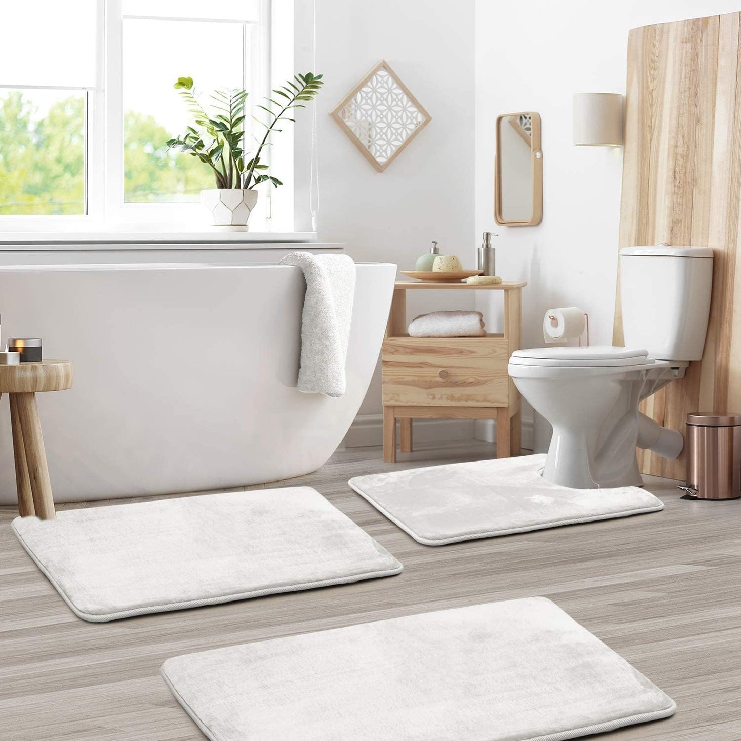 SoftStep Luxe - Juego de 3 piezas de alfombrilla de baño con espuma viscoelástica