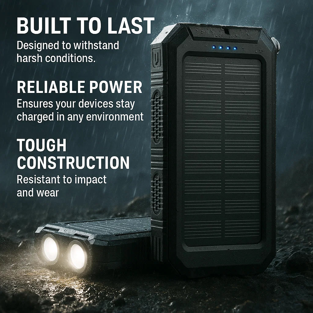 Solarvault-waterproof Solar Power Bank with 500000mAh & Dual-USB 3