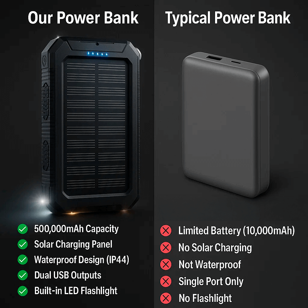 Solarvault-waterproof Solar Power Bank with 500000mAh & Dual-USB 7