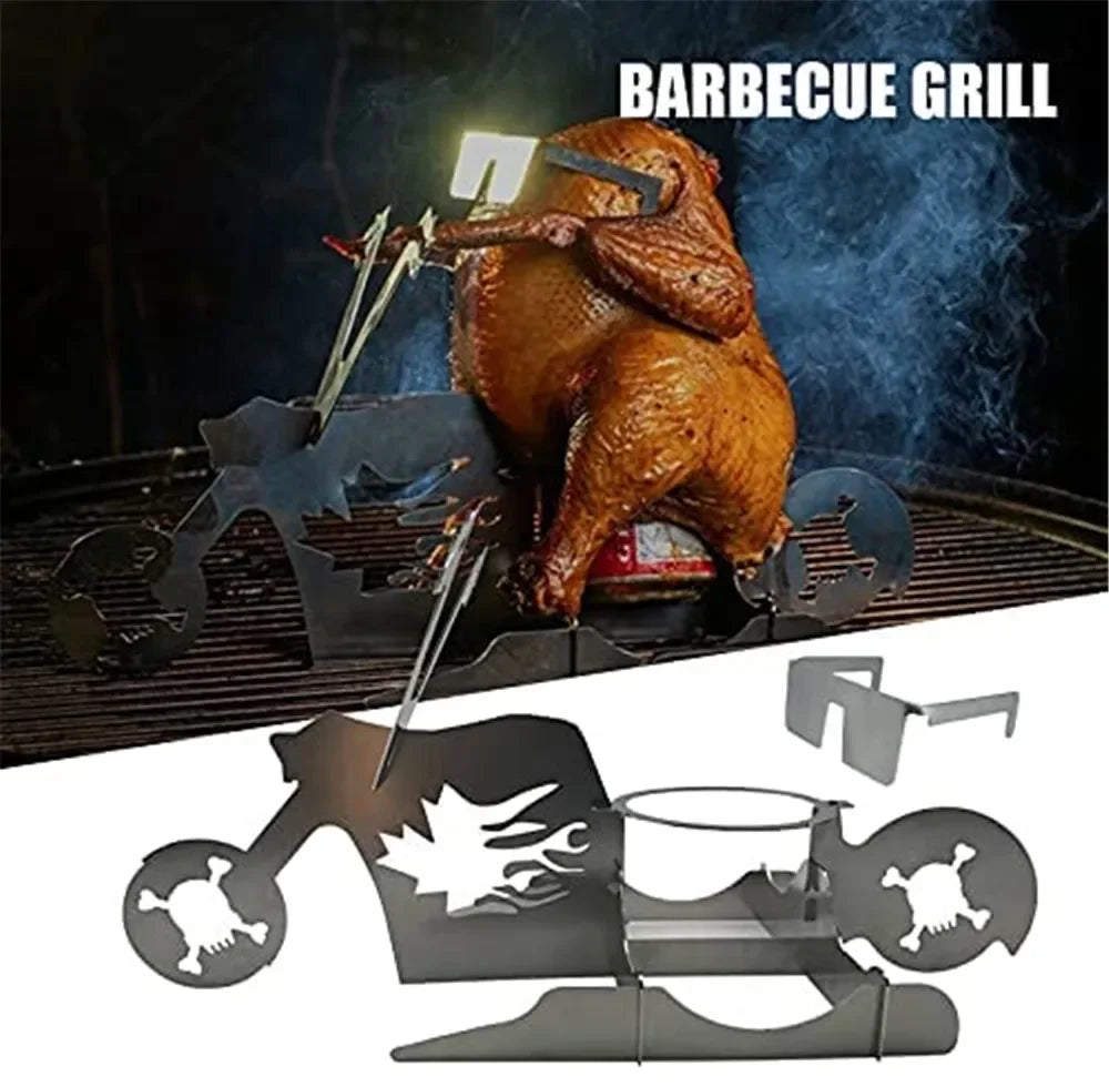 CHICKEN GRILL STAND – Stainless Steel BBQ Rack with Beer Can Holder