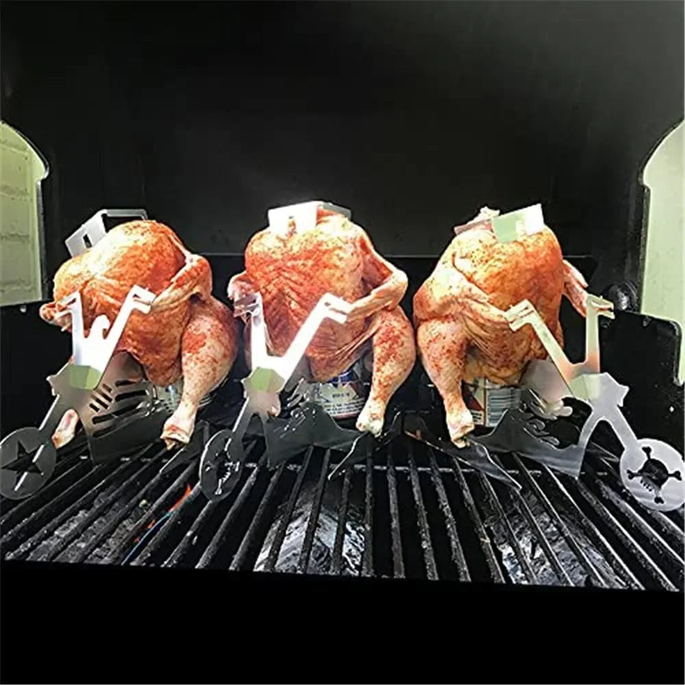CHICKEN GRILL STAND – Stainless Steel BBQ Rack with Beer Can Holder