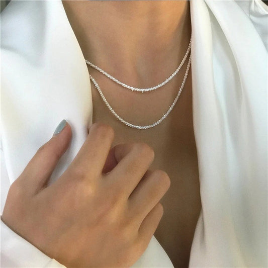 SET DI STELLE - Duo di collane minimaliste in argento sterling per l'eleganza di tutti i giorni