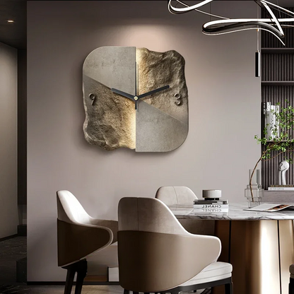 StoneAura - Moderne Wanduhr mit Sandstein-Effekt und geräuschlosem Quarz