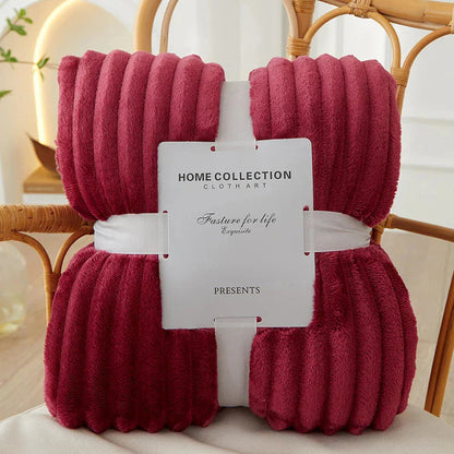 StripeWarm – Couverture large en polaire flanelle avec motif rayé