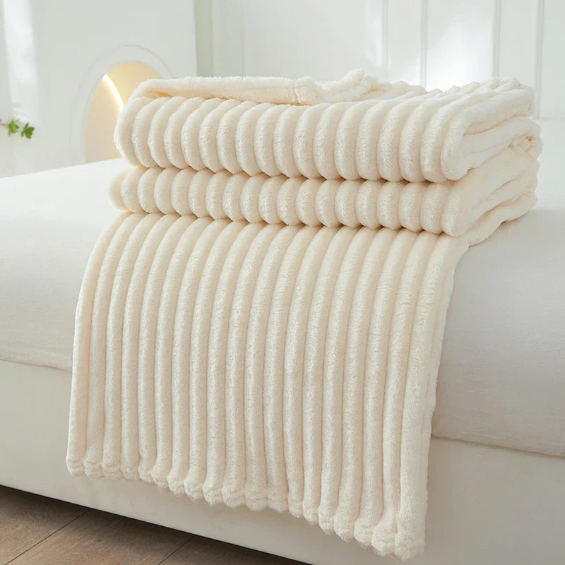 StripeWarm – Couverture large en polaire flanelle avec motif rayé