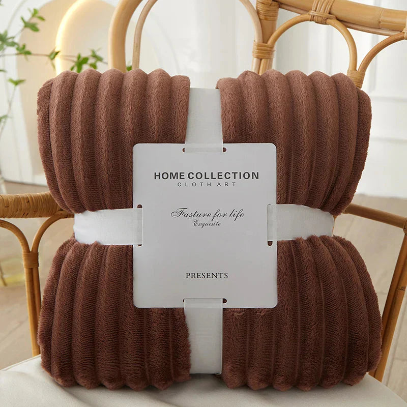 StripeWarm – Couverture large en polaire flanelle avec motif rayé