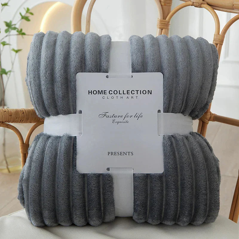 StripeWarm – Couverture large en polaire flanelle avec motif rayé