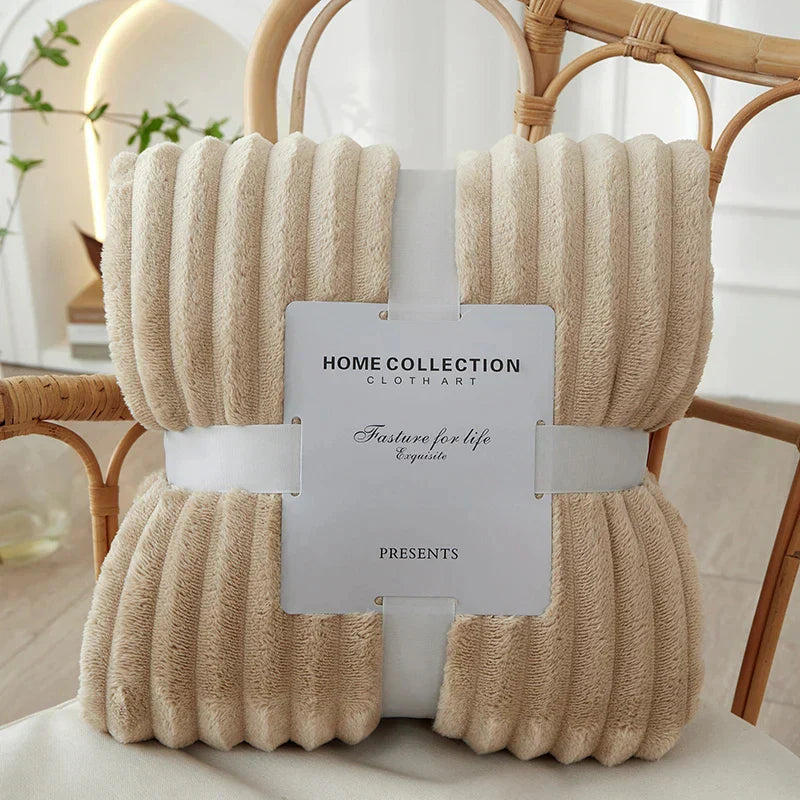 StripeWarm – Couverture large en polaire flanelle avec motif rayé