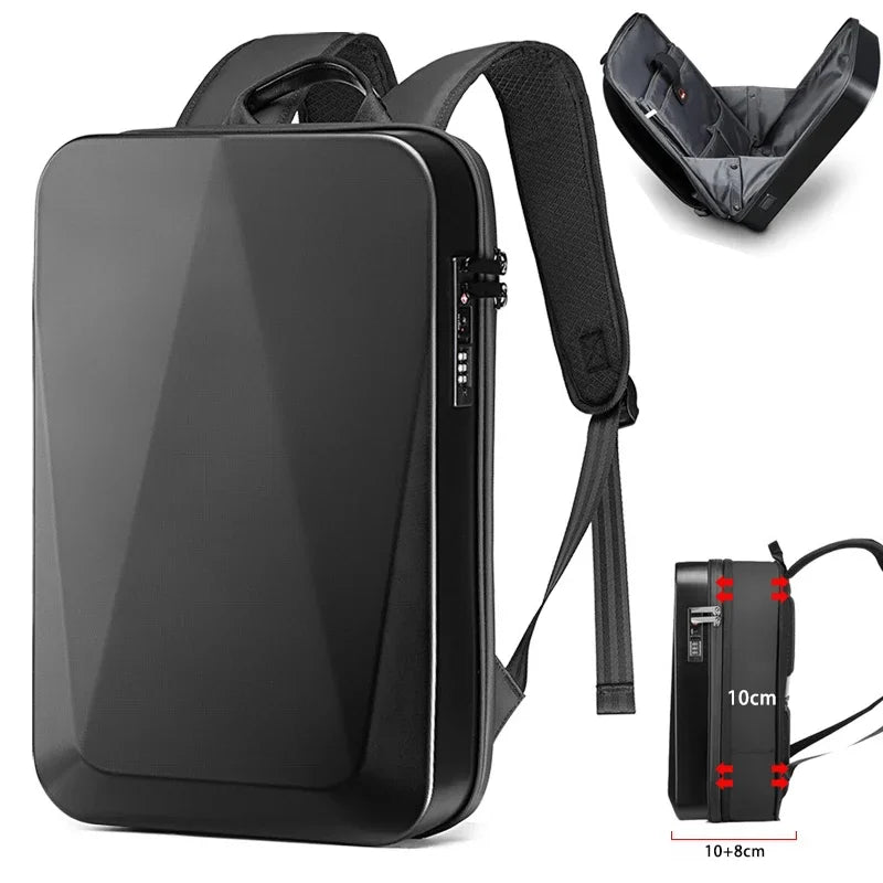 TECHGUARD Zaino antifurto per laptop - Impermeabile, porta USB, guscio rigido espandibile con blocco TSA