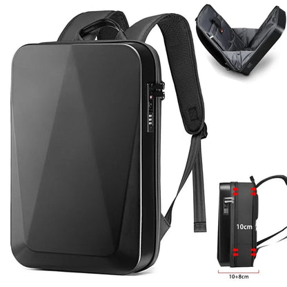 TECHGUARD Zaino antifurto per laptop - Impermeabile, porta USB, guscio rigido espandibile con blocco TSA