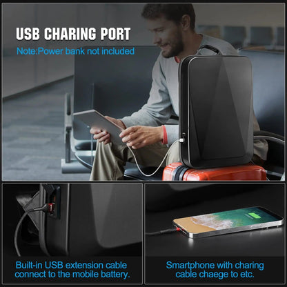 TECHGUARD Zaino antifurto per laptop - Impermeabile, porta USB, guscio rigido espandibile con blocco TSA