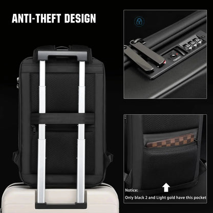 TECHGUARD Zaino antifurto per laptop - Impermeabile, porta USB, guscio rigido espandibile con blocco TSA