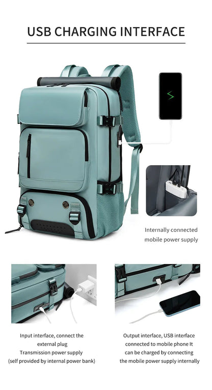 TRAVELMAX Pack - Wasserdichter Reiserucksack mit USB-Anschluss, Schuhfach und Anti-Diebstahl-Tasche