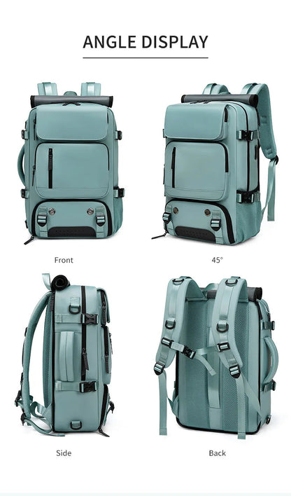 TRAVELMAX Pack - Wasserdichter Reiserucksack mit USB-Anschluss, Schuhfach und Anti-Diebstahl-Tasche