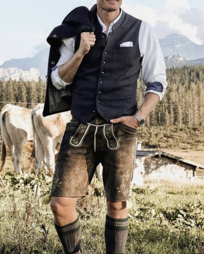 TRADITIONWEAR – Pantalon pour homme style cuir avec design traditionnel