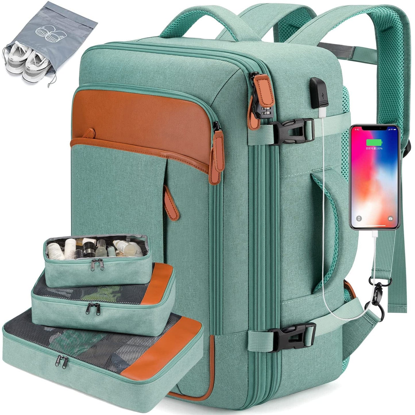 Travellite Pack-cabin backpack with shoe compartment & USB connection 6
