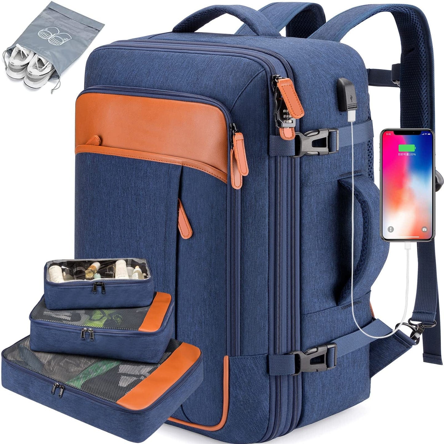 Travellite Pack-cabin backpack with shoe compartment & USB connection 7