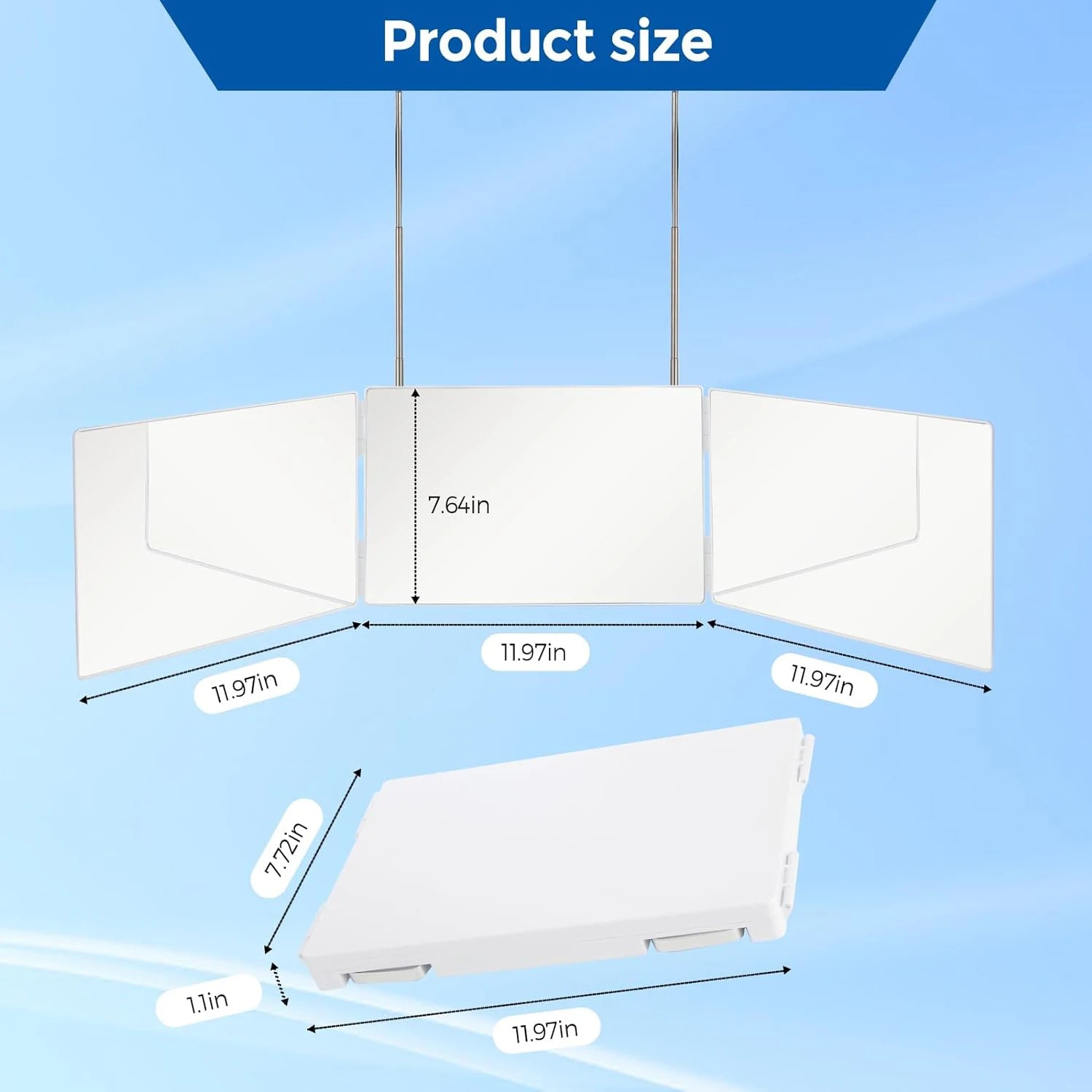 Triflex Mirror-foldable 3-way mirror with hook for make-up, hair styling & shaving 6