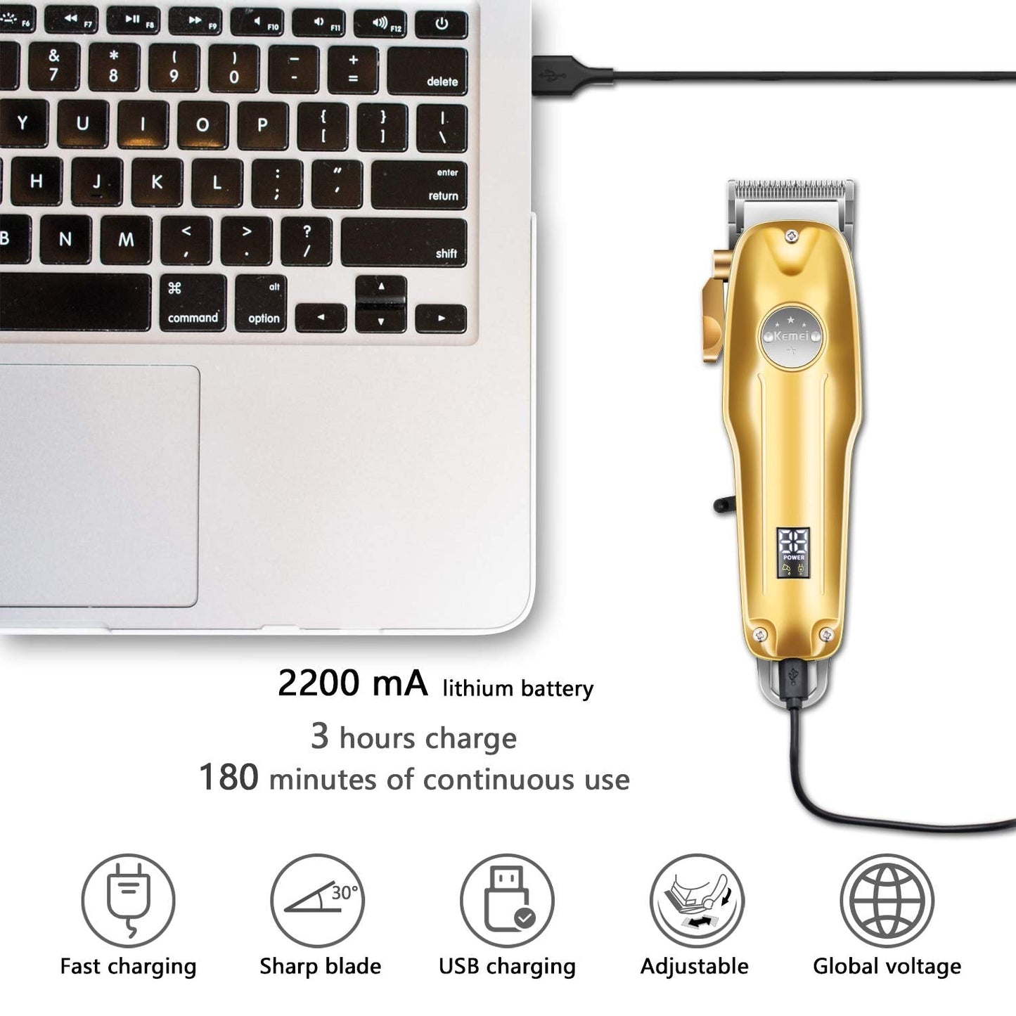Trimax Pro – Cordless hair clipper with LED display