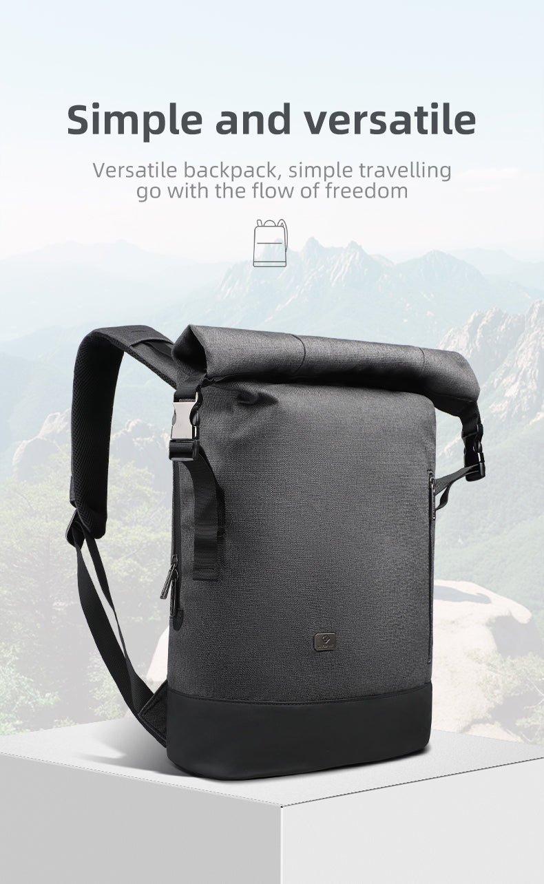 URBANTRAIL Rolltop rugzak - Uitbreidbare en waterdichte reisrugzak met USB-poort en laptopvak