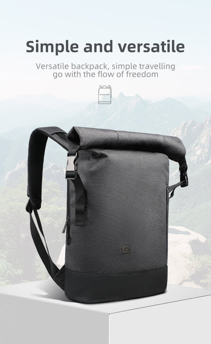 URBANTRAIL Rolltop rugzak - Uitbreidbare en waterdichte reisrugzak met USB-poort en laptopvak