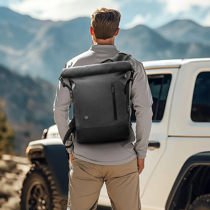 URBANTRAIL Rolltop rugzak - Uitbreidbare en waterdichte reisrugzak met USB-poort en laptopvak