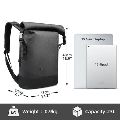 URBANTRAIL Rolltop rugzak - Uitbreidbare en waterdichte reisrugzak met USB-poort en laptopvak