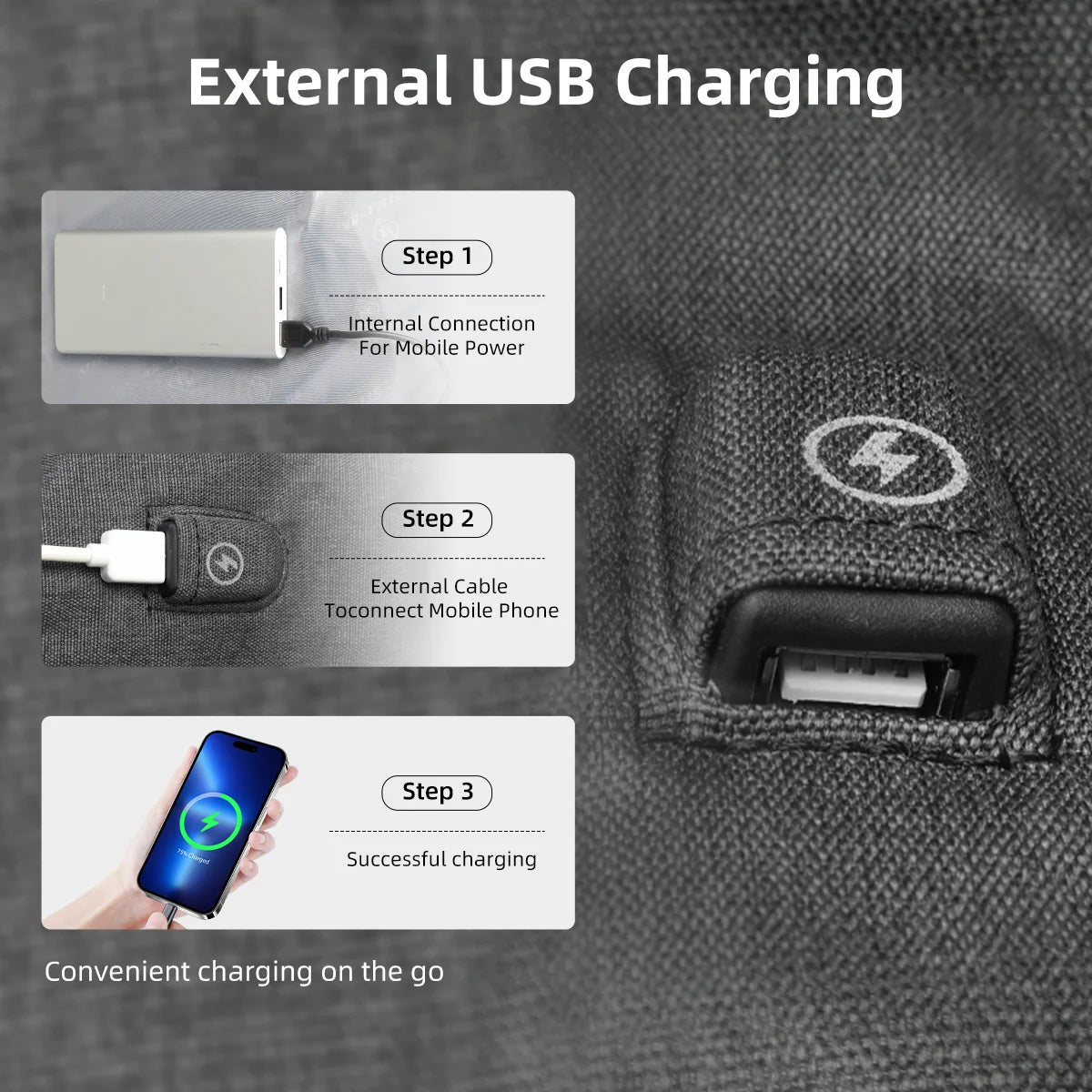 URBANTRAIL Rolltop rugzak - Uitbreidbare en waterdichte reisrugzak met USB-poort en laptopvak