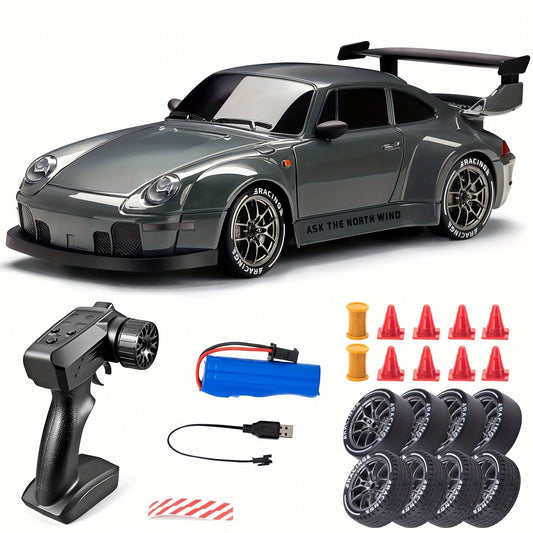 ULTIMATE DRIFT RACER - Coche RC a escala 1:24 con ruedas LED y acción 4x4