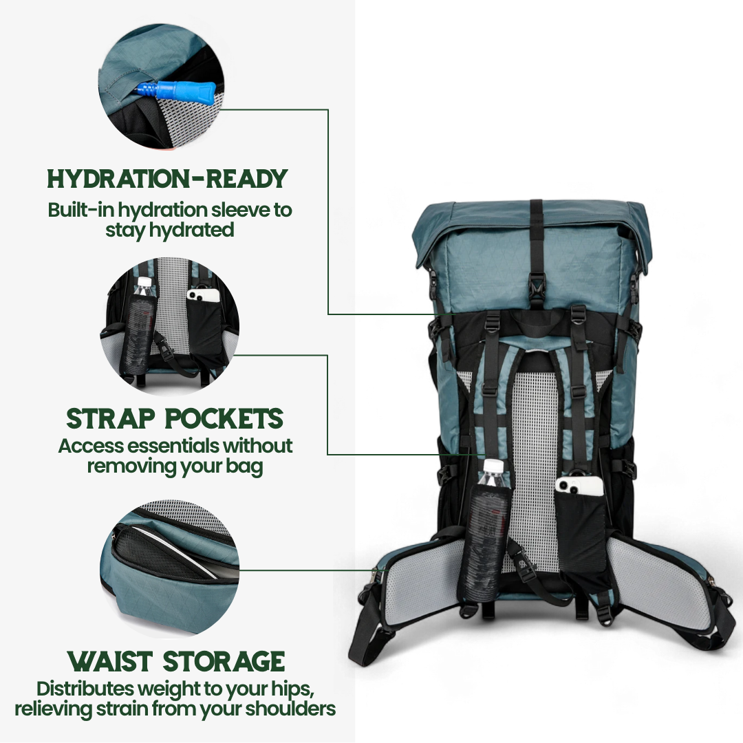 ULTREA 50L – Ultralight Expandable Adventure Backpack for Hiking & Travel