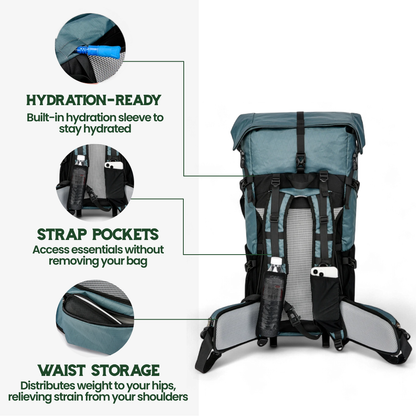 ULTREA 50L – Ultralight Expandable Adventure Backpack for Hiking & Travel