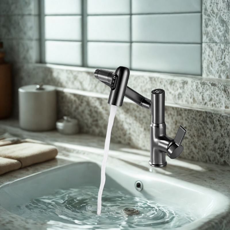 FLOWAXIS – 360° Swiveling Kitchen Faucet with Adjustable Height & Temperature Display