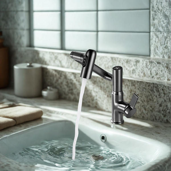 FLOWAXIS – 360° Swiveling Kitchen Faucet with Adjustable Height & Temperature Display