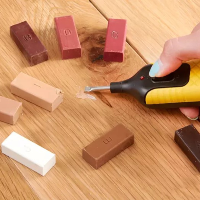 Wooden Floor Repair Kit with Meltable Wax and Heat Pen – 11 Color Options for Seamless Restoration and Easy Use-5