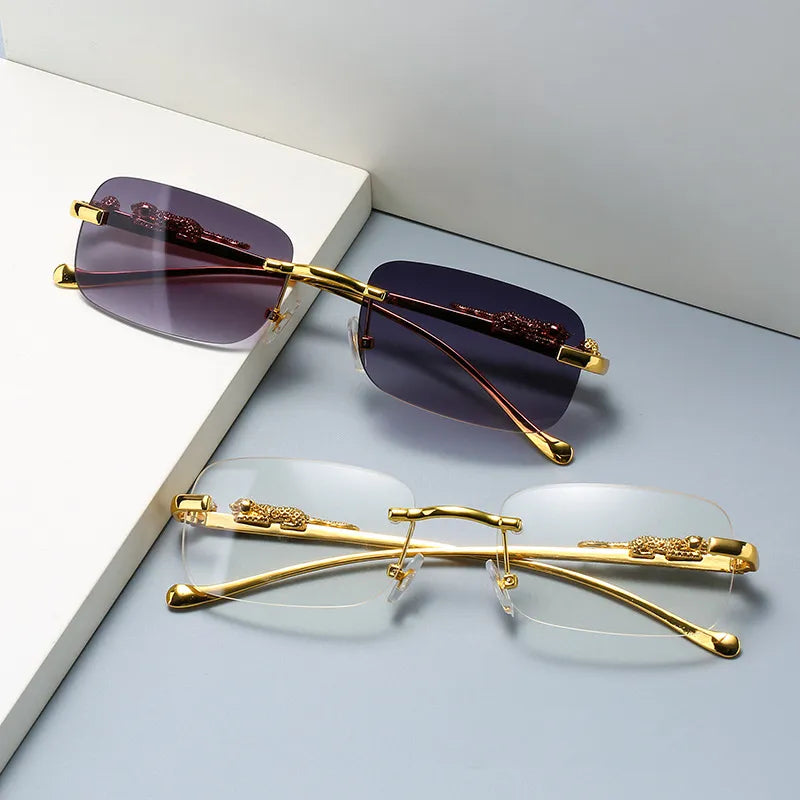 LEOPARDVIEW – Stylish Rimless Sunglasses with UV400 Protection