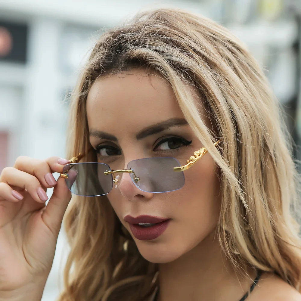 LEOPARDVIEW – Stylish Rimless Sunglasses with UV400 Protection