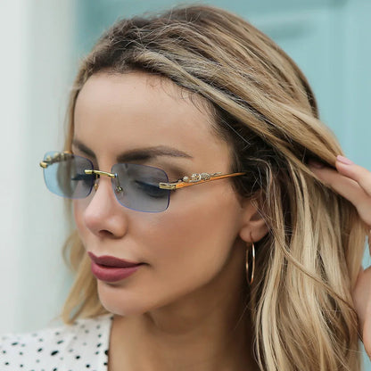 LEOPARDVIEW – Stylish Rimless Sunglasses with UV400 Protection