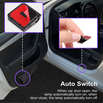 GLOWDOOR - Proiettore luminoso senza fili per porta dell'auto con visualizzazione del logo personalizzato