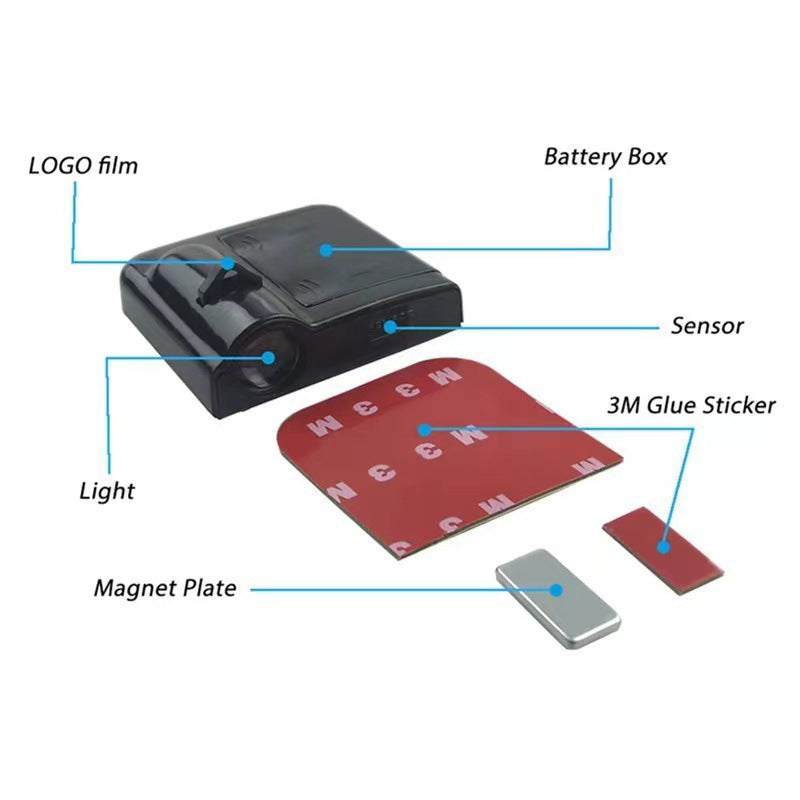 GLOWDOOR - Proiettore luminoso senza fili per porta dell'auto con visualizzazione del logo personalizzato