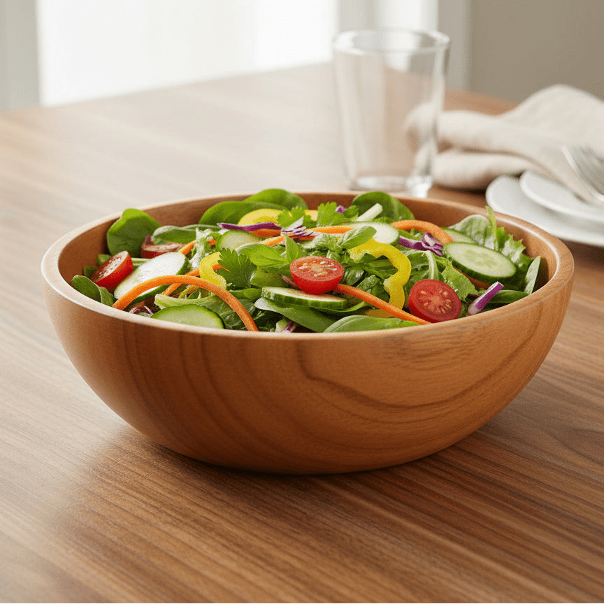Acacia Wooden Salad Bowl - Safe for Kids, Ideal for Bowls and Salads 7